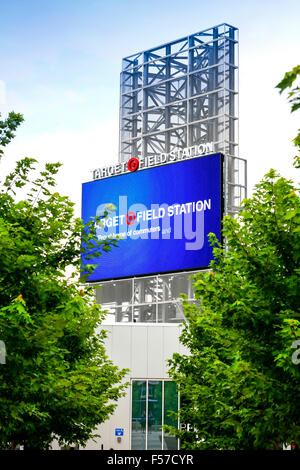 Target Field Station giant TV outside the sports stadium in Minneapolis MN Stock Photo