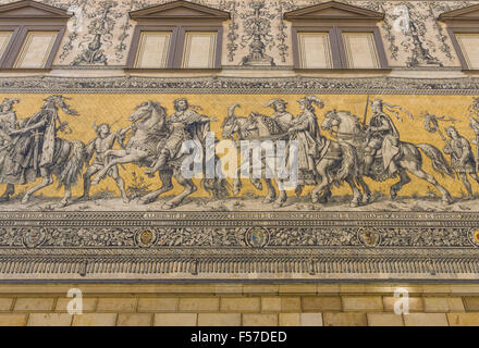 Fragment of a large painting 'Procession of Princes'. Stock Photo