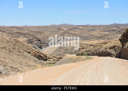 Winding gravel road, Namibia Stock Photo