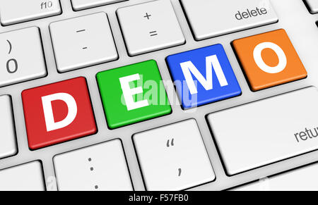 Website business, Internet and web concept with demo word and sign on colorful computer keyboard. Stock Photo