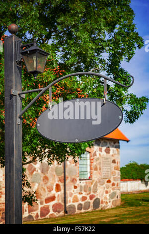 Image of metal street sign, blank and with room for text. Stock Photo