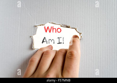 Who am i text concept isolated over white background Stock Photo