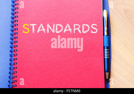 Standards text concept write on notebook Stock Photo