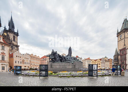 Jan Hus monument in Prague Stock Photo