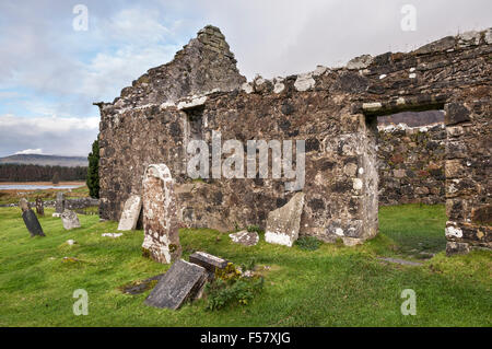 Cill Chriosd an old ruined church at Kilbride near Torrin on the Isle of Skye. Stock Photo
