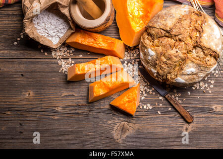 Freshly baked traditional bread with pumpkin Stock Photo