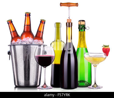 Set of different alcoholic drinks and cocktails Stock Photo