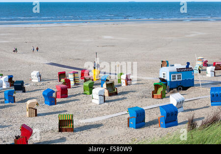 Beach chairs at the island of Juist in Germany Stock Photo