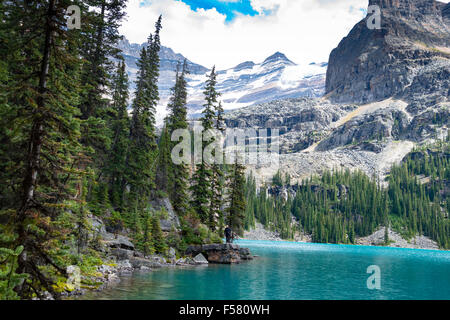 Overlooking Scenic Lake O'hara in Yoho National Park, Canada Stock Photo