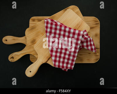 Cutting boards on slate. View from above. Stock Photo