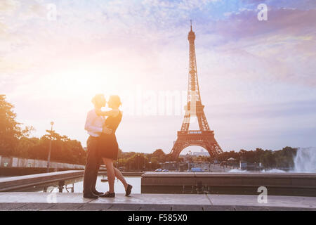 honeymoon in Paris, romantic vacations for loving couple in France Stock Photo