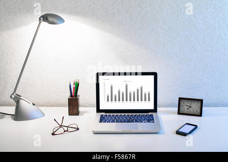 business strategy analysis on the screen of laptop Stock Photo