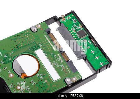 install 2.5 inch  Hard disk drive to external enclosure case, isolated on white. Stock Photo