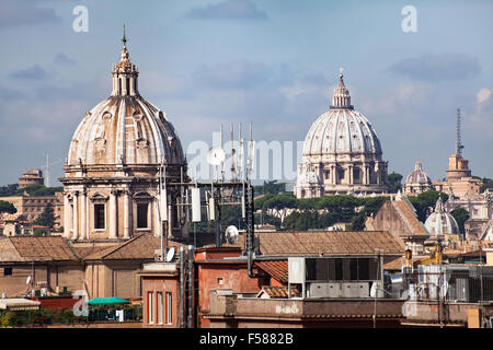 beautiful view of Rome with dome of St Peter basilica, Italy Stock Photo