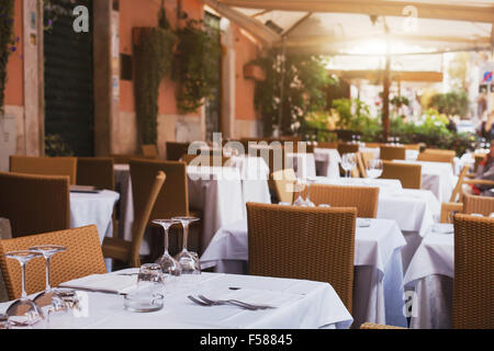 pizzeria in Rome, terrace of italian restaurant Stock Photo