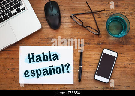 do you speak spanish, Habla español Stock Photo