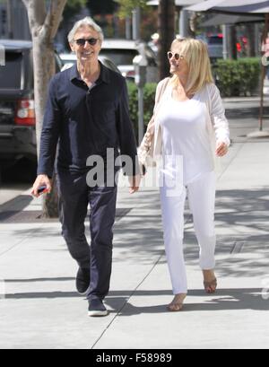 Canadian comedian David Steinberg and his wife Robyn Todd out shopping in Beverly Hills  Featuring: David Steinberg, Robyn Todd Where: Los Angeles, California, United States When: 28 Aug 2015 C Stock Photo