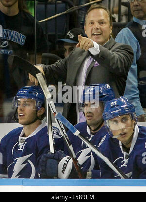 Tampa Bay Lightning Head Coach Rick Tocchet Gestures Against The New 