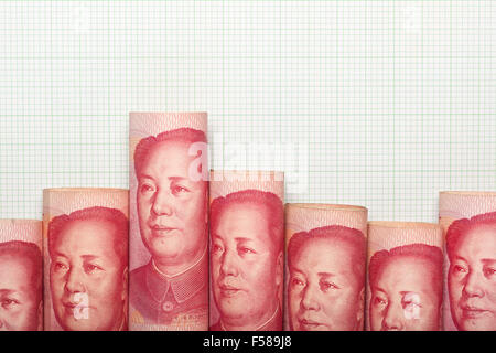 Chinese currency forming a downtrend graph Stock Photo