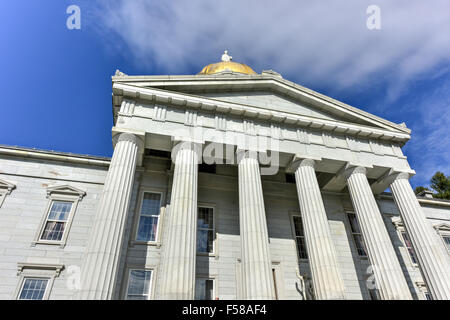 The State Capitol Building in Montpelier Vermont, USA. The current Greek Revival structure is the third building on the same sit Stock Photo