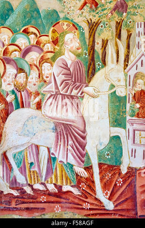 Croatia, Adriatic coast, Istria, Beram, frescoes of the church of St Mary, Jesus entring in Jerusalem Stock Photo