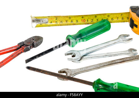 Many Tools on white background Stock Photo