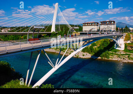 Montenegro, central region Podgorica capital city, millennium bridge Stock Photo