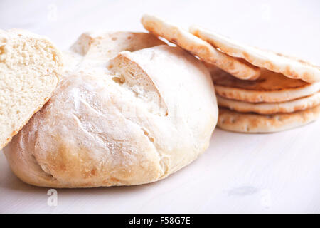Fresh organic bread baked in stone oven Stock Photo