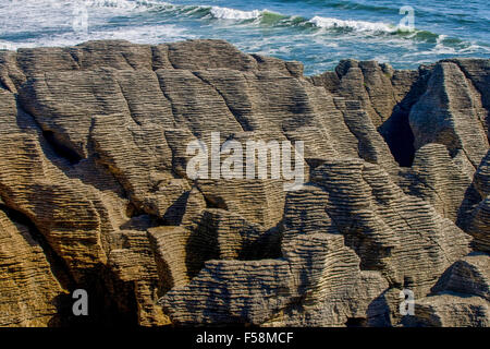 Pancake rocks of Punakaiki in New Zealand Stock Photo