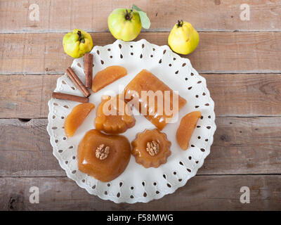Quince Gelatin Dessert Also Known as Kitnikez Made from Fresh Quince Stock Photo
