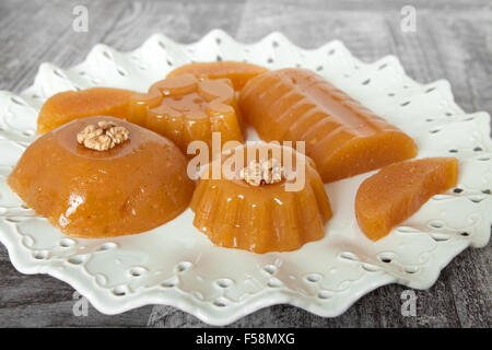 Quince Gelatin Dessert Also Known as Kitnikez Made from Fresh Quince Stock Photo