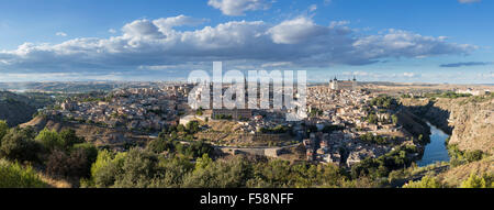 Panorama, pano of ancient city of Toledo, Spain, Europe