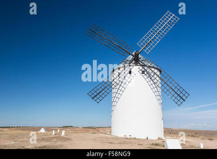 Spanish windmill above Campo de Criptana in Castilla-La Mancha, Spain Stock Photo