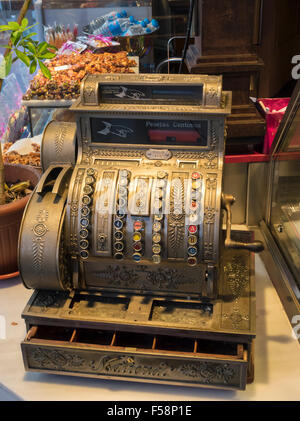 Old antique cash register till, Spain Stock Photo