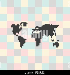Vector pixel icon map on a square background Stock Vector