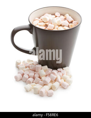 Cocoa drink with marshmallows on white background Stock Photo
