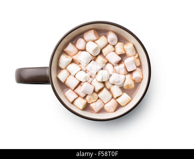 Cocoa drink with marshmallows on white background Stock Photo