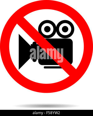 Ban video icon sign. Camera no, symbol or button prohibition, stop, not cinema, media label. Vector art design abstract unusual Stock Photo