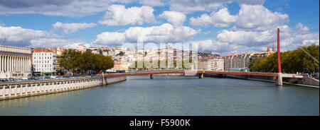 Overlooking the Saone river in Lyon, France Stock Photo