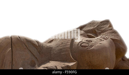 Close up of the shoulder of the fallen colossus of Ramesses II at the Ramesseum, Mortuary Temple of Ramesses II, Luxor, Egypt Stock Photo