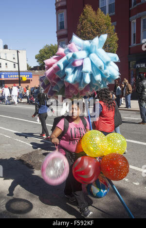 Panamanian Independence Parade in the Crown Heights, Brooklyn NY. Immigrant street vendor. Stock Photo