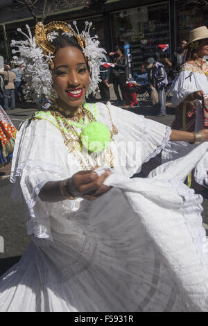 Panamanian Independence Parade in the Crown Heights neighborhood of Brooklyn NY. Stock Photo