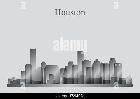 Houston city skyline silhouette in grayscale Stock Photo