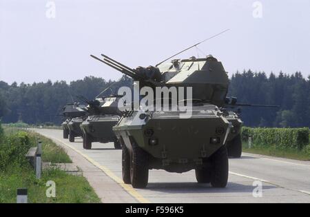 Ex Yugoslavia, Slovenia independence war in July 1991, Serbian federal army armored cars blocked and destroyed during an ambush by Slovenian militia in the forest of Krsko Stock Photo