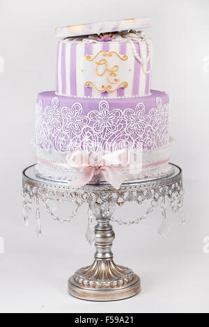 Delicious luxury white wedding or birthday cake