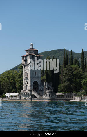 historic tower in gargagno at lake garda, italy Stock Photo