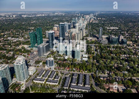 An Aerial view of North York from highway 401 and Yonge St. Toronto Stock Photo