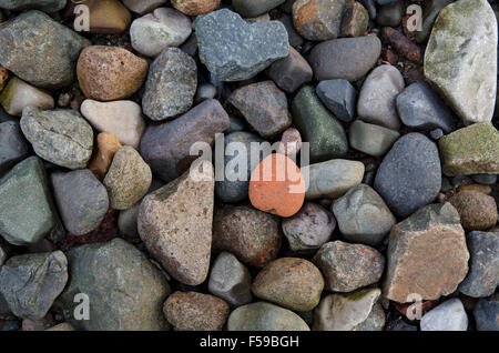 Pebbles on a beach in Lancashire, England Stock Photo