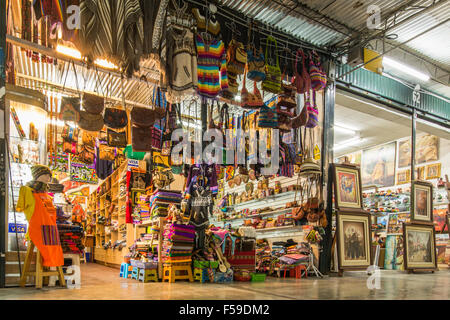 Typical Peruvian clothes, souvenirs and crafts on sale at the Inka Market in Miraflores in central Lima, Peru Stock Photo