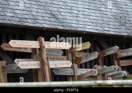 A collection of footpath signs at Harestanes Stock Photo